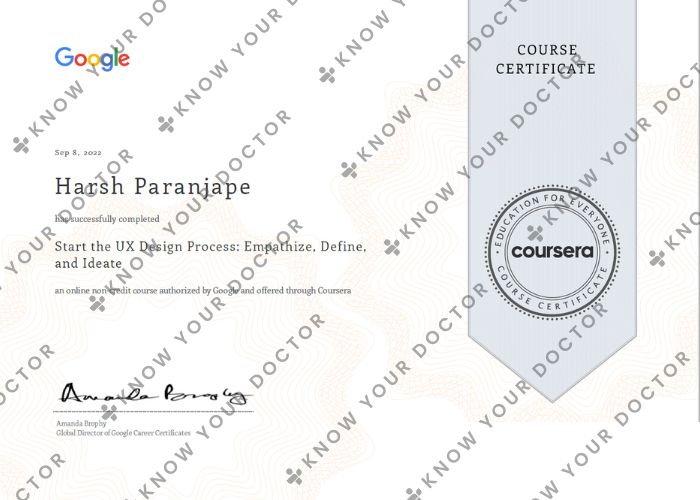 Harsh Paranjape - UX Design Process Certificate